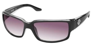 harley-davidson women's classic rectangular sunglasses, black, 59-16-135