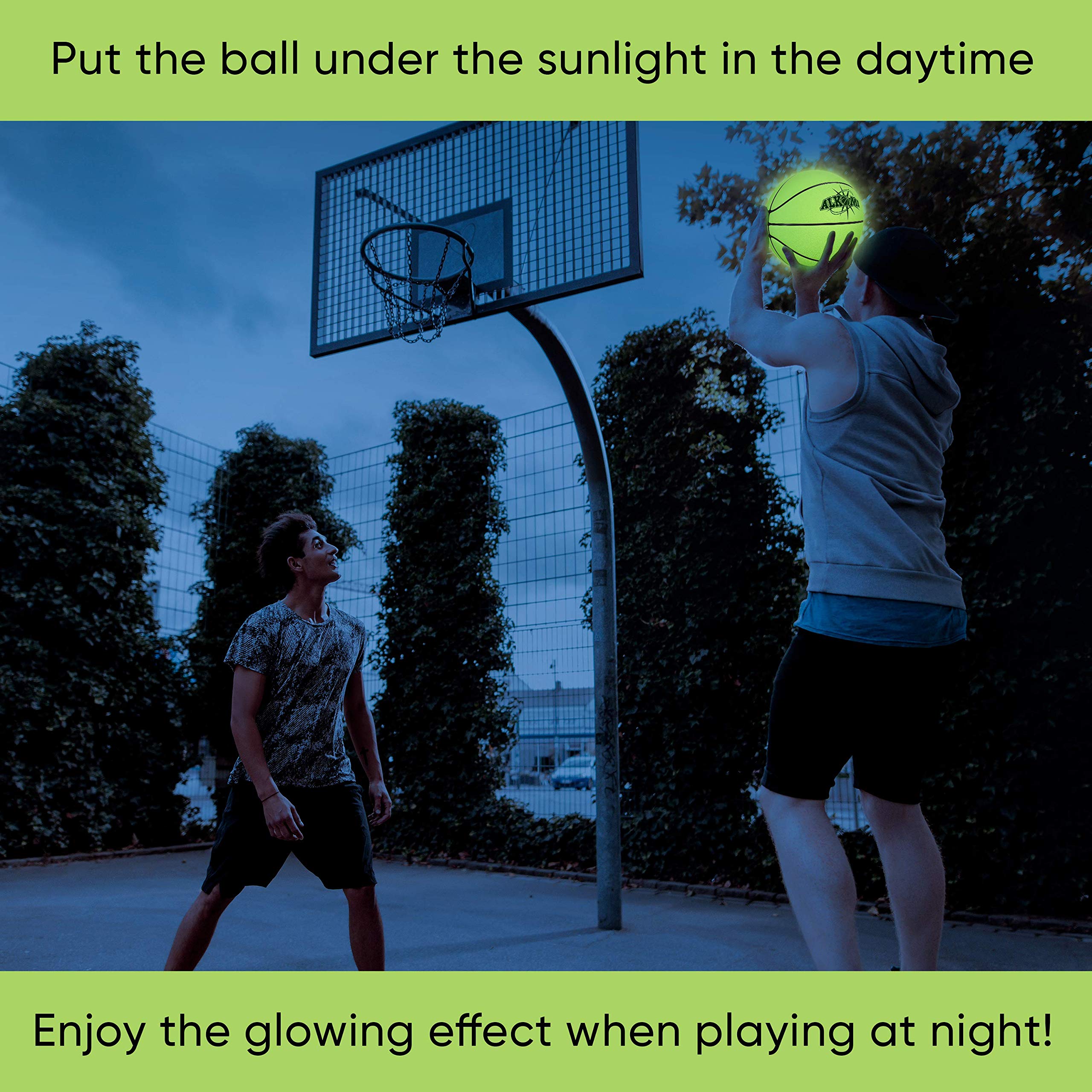 ALKOMI Glow in The Dark Basketball, Light Up Basketball, LED Night Reflective Glowing Holographic Basketball Ball, Basketball Gifts for Boys and Girls, Light Up Balls for Kids