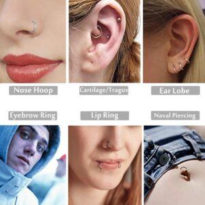 Jstyle 8Pcs 18G Stainless Steel Hinged Clicker Segment Nose Ring Hoop Piercing for Men Women Cartilage Daith Tragus Sleeper Earrings Improved Clasp 6-12MM,Silver Tone