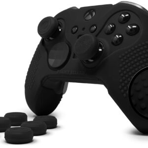 Foamy Lizard Elite Series 2 Studded Grip Skin for Xbox One Elite Series 2 Controller (NOT for Series X/S/Elite 1) Sweat Free Silicone w/Flat Top Anti-slip Studs + 8 QSX-Elite Thumb Grips (Black)