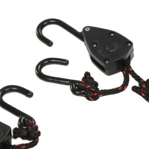 DORSAL Ratchet Canoe and Kayak Bow and Stern Tie Downs 1/4" Inch Heavy Duty Adjustable Rope Hanger Grow Light (2-Pack) Nylon 10' Feet Black