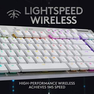 Logitech G915 TKL Tenkeyless Lightspeed Wireless RGB Mechanical Gaming Keyboard, Low Profile Switch Options, Lightsync RGB, Advanced Wireless and Bluetooth Support - Tactile, White