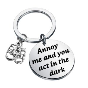 bauna theatre broadway drama actor gifts annoy me and you act in the dark key ring funny theatre gift musicals gifts for stage manager thespians and stage geeks (funny theatre keychain)