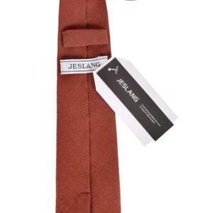 JESLANG Men's Skinny Tie 2.56" Cotton Linen Necktie Perfect for Formal and Casual Occasions (Rust)