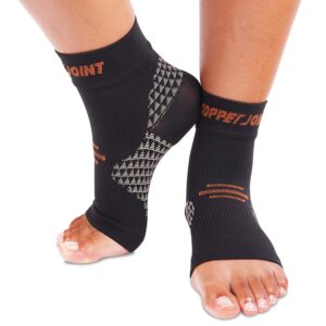 copperjoint foot compression sleeve - plantar fasciitis socks for arch support, achilles tendonitis, and foot pain relief - toeless socks for everyday & night use - copper infused nylon (large)