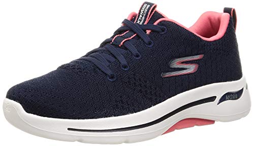 Skechers Women's Go Walk Arch Fit-Unify Sneaker, Navy/Coral, 8.5