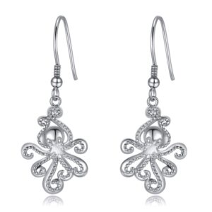 winnicaca sterling silver octopus drop earrings for women octopus gifts octopus dangle earrings octopus jewelry for women christmas gifts for octopus lover