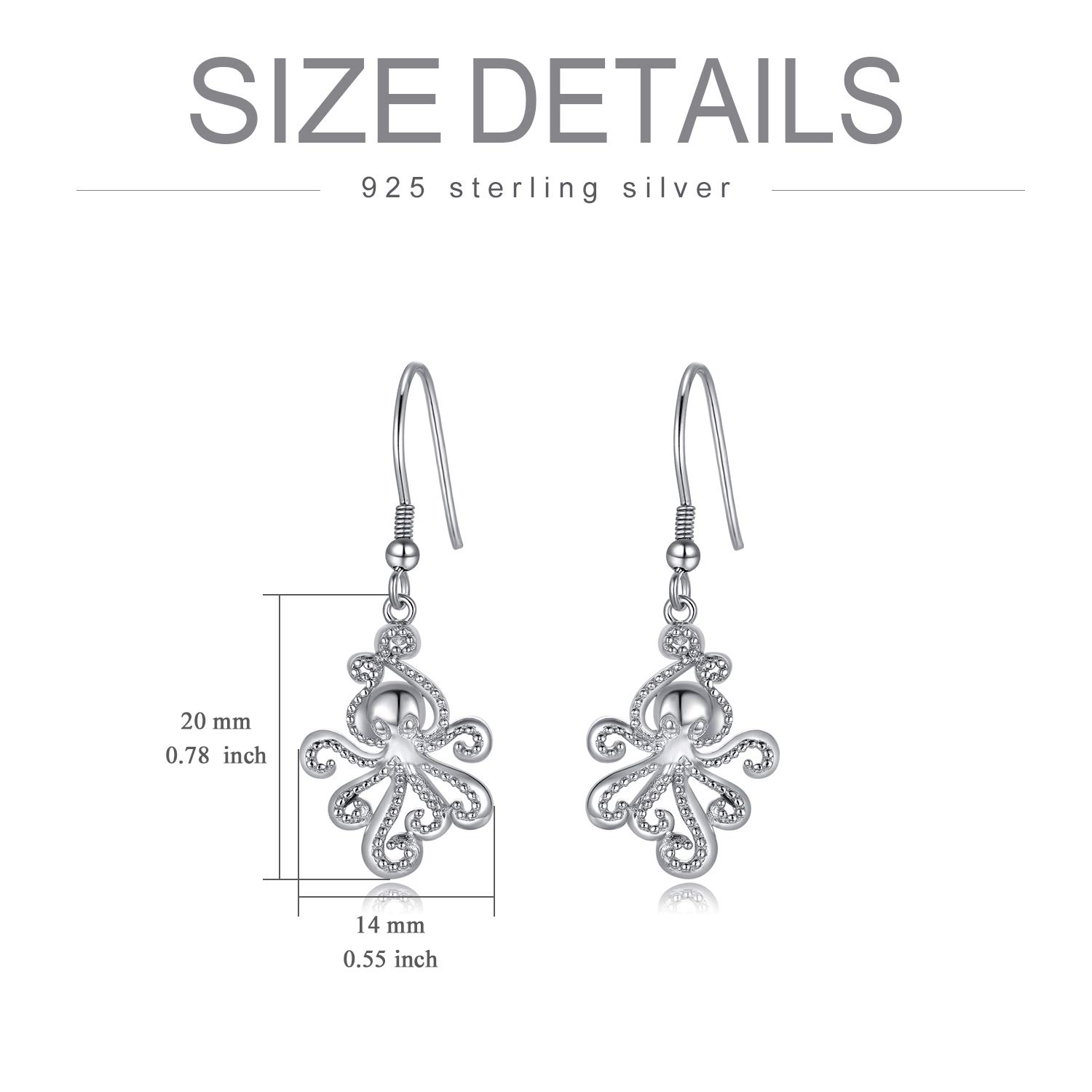 WINNICACA Sterling Silver Octopus Drop Earrings for Women Octopus Gifts Octopus Dangle Earrings Octopus Jewelry for Women Christmas Gifts for Octopus Lover