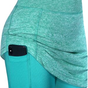 BLEVONH Womens Summer Tennis Skirts with Shorts Underneath, Pickleball, Athletic, Workout and Golf Skorts with Pockets Turquoise X-Large