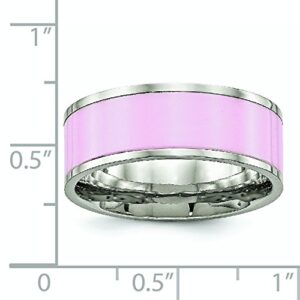 Jewelry Stores Network Stainless Steel Polished Pink Ceramic Wedding Band Breast Cancer Awareness Ring Size 8