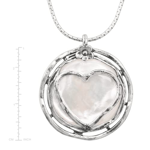 Silpada 'Lighthearted' Natural Mother-of-Pearl Heart Pendant Necklace in Sterling Silver, 18" + 2"