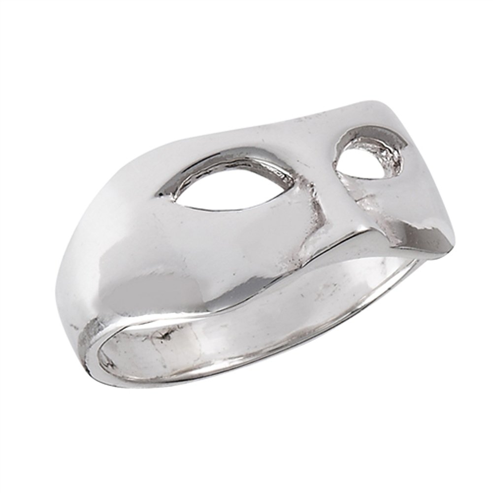 Opera Mask Bandit Phantom Eye Cutout Ring .925 Sterling Silver Band Size 6