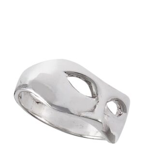 Opera Mask Bandit Phantom Eye Cutout Ring .925 Sterling Silver Band Size 6