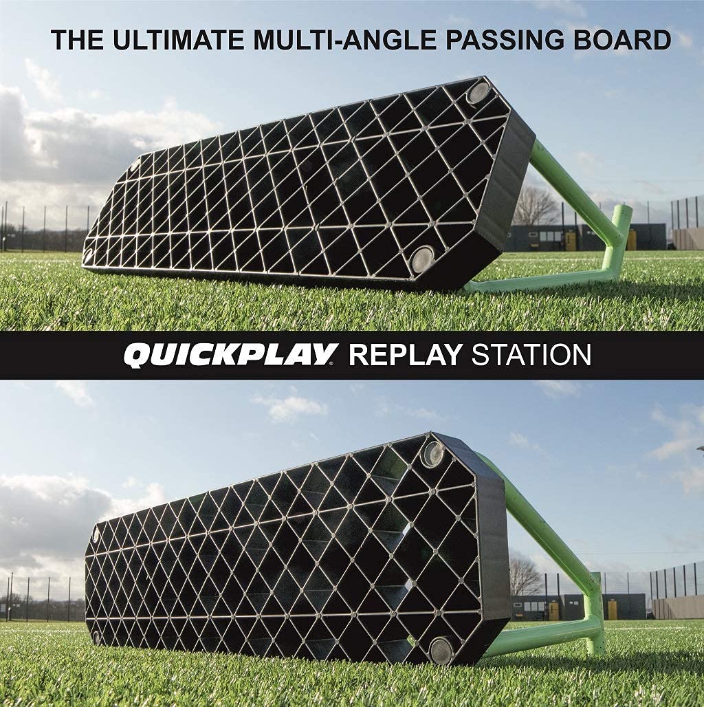 QUICKPLAY Replay Station Rebound Board - Portable Dual Surface Soccer Rebounder with Adjustable Angle, Sandbag - Soccer Training Equipment for Control, Passing, Shooting Practice – 37.5x9.5