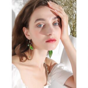 Unique Asymmetry Big Monarch Colorful Butterfly Wing Drop Dangle Earrings Crystal Dragonfly Wing Earrings Fashion Insect Jewelry For Women Gifts (Green)