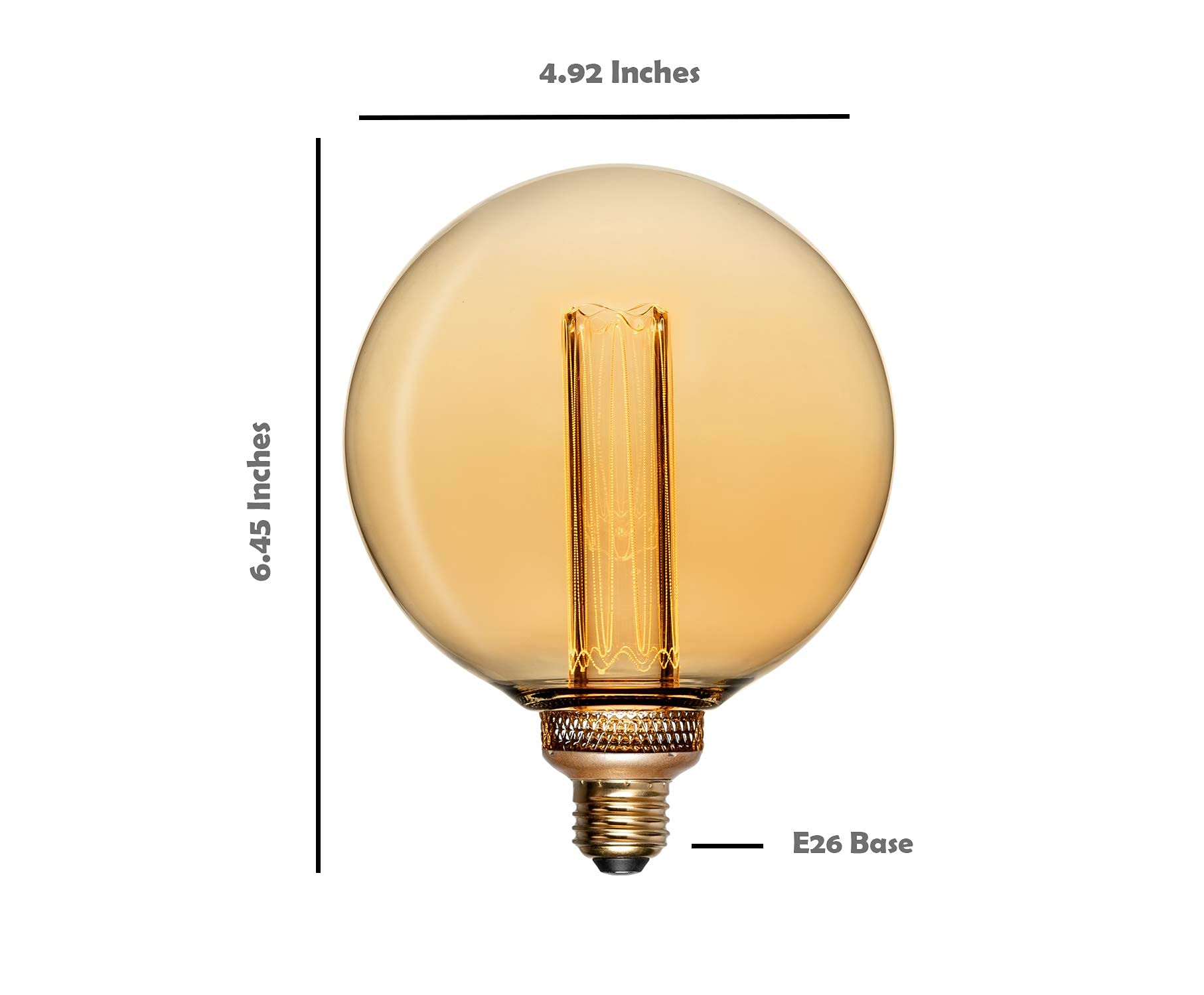 Next Glow Vintage Globe led Light Bulbs G40 / G125 3.5W Equivalent 20W E26 led Bulb Base, Dimmable, Soft Warm Amber Light Bulbs, 120 Lumen Round Decorative Light Bulb for Home, Vanity, Kitchen