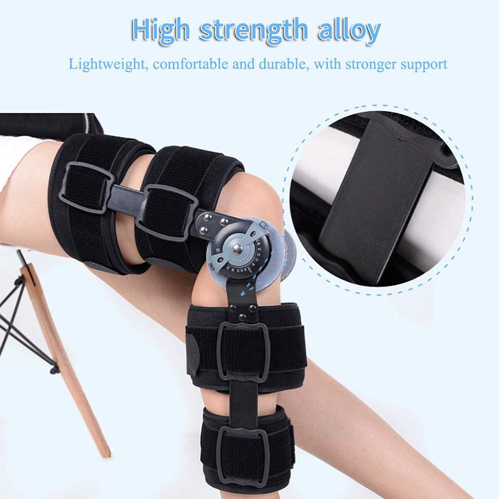 PHASFBJ Knee Joint Fixation, Adjustable Hinged Knee Joint Brace Knee Orthosis Support Knee Joint Stabilizer For Arthritis Joint Pain Meniscus Tear Knee Injury Recovery Fracture Splint,Right,M