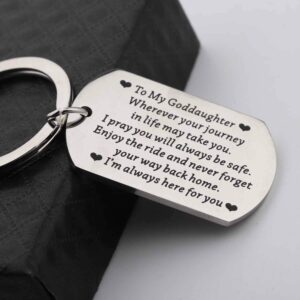 BNQL Goddaughter Keychain Goddaughter Gifts from Godmother Baptism Gift Religious Jewelry for Goddaughter