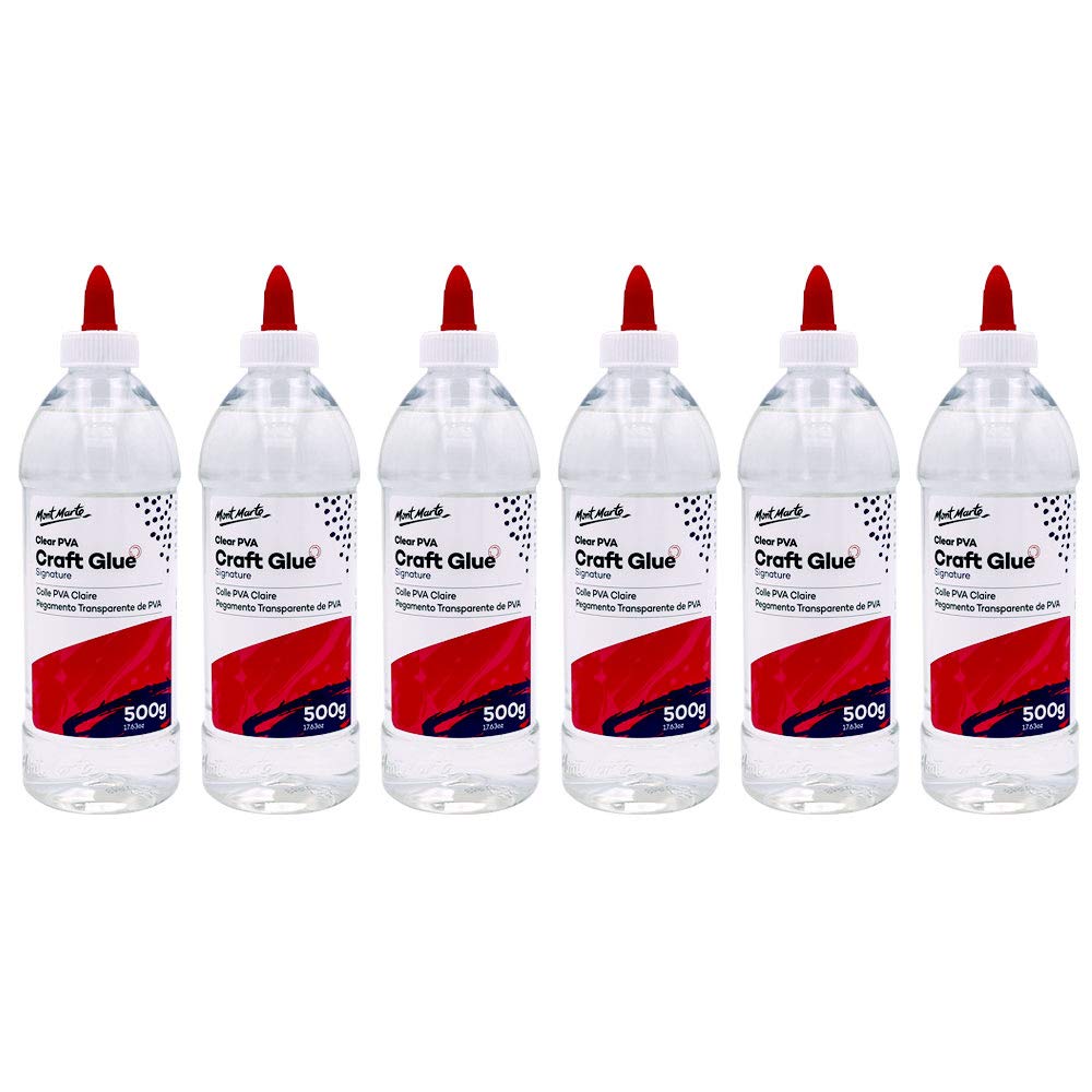 Mont Marte Signature Clear PVA Craft Glue 17.63oz (500g) 6 Pack, Suitable for Paper, Card and Fabric