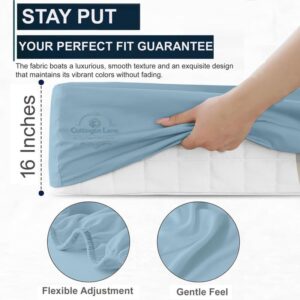 5 Piece Split King Sheets Sets for Adjustable beds - 400 Thread Count 100% Cotton (Light Blue Solid)