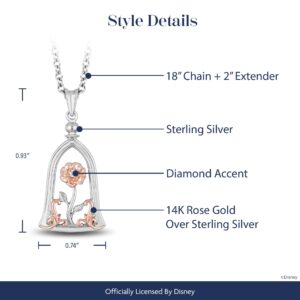 Jewelili Enchanted Disney Fine Jewelry 14K Rose Gold Over Sterling Silver Diamond Accent Belle Rose Jar Pendant