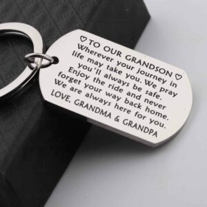 to Our Grandson Keychain Grandson Gifts from Grandparents Grandson Graduation Gifts Birthday Gifts Enjoy the Ride and Never Forget Your Way Back Home