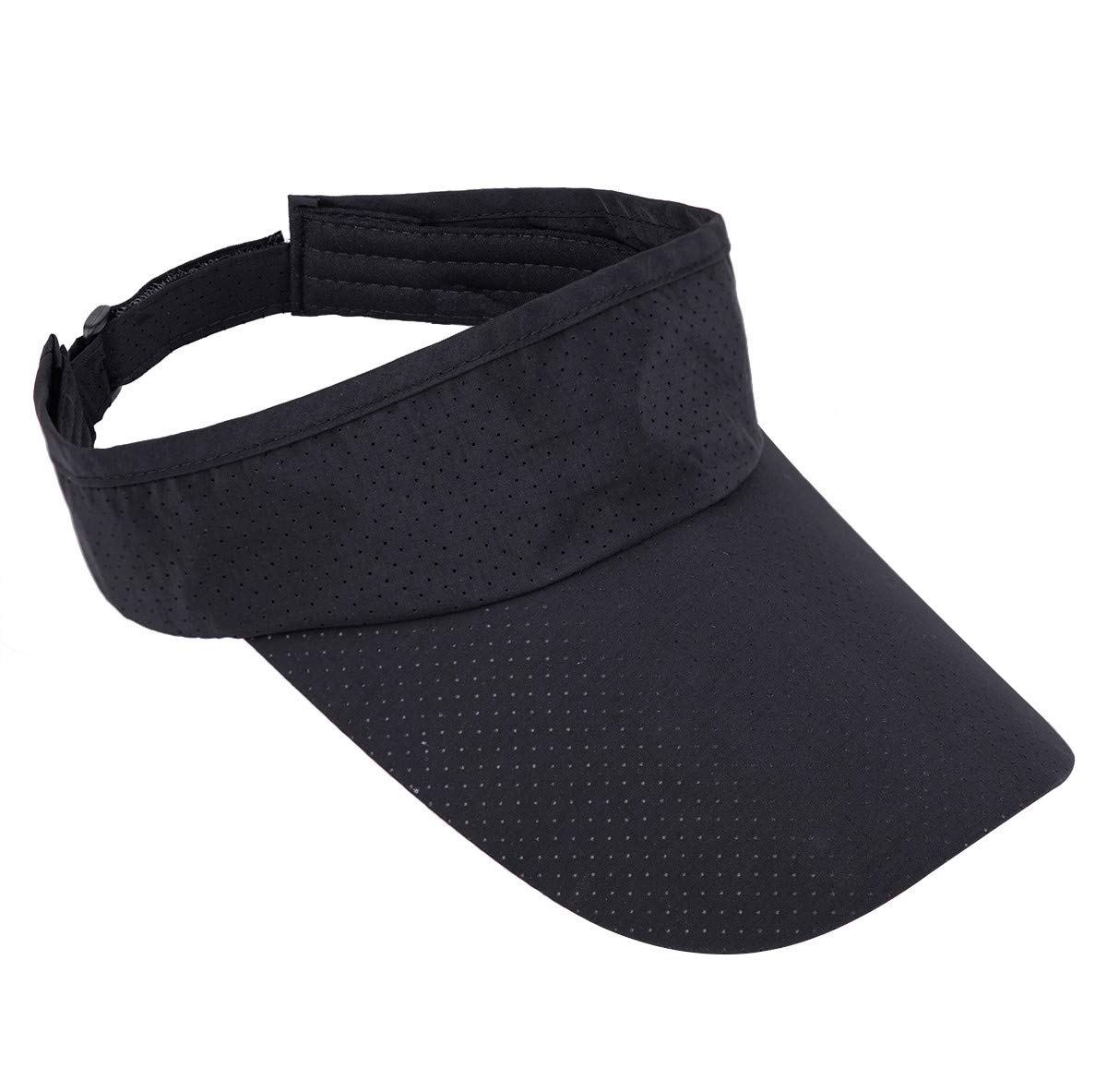 Sportmusies Sun Sport Visors Hat Fits Men Women, Running Golf Beach Cap Extra Long Brim Quick Dry Summer Black