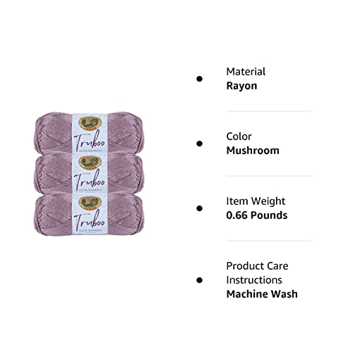 (3 Pack) Lion Brand Yarn Truboo Yarn, Mushroom