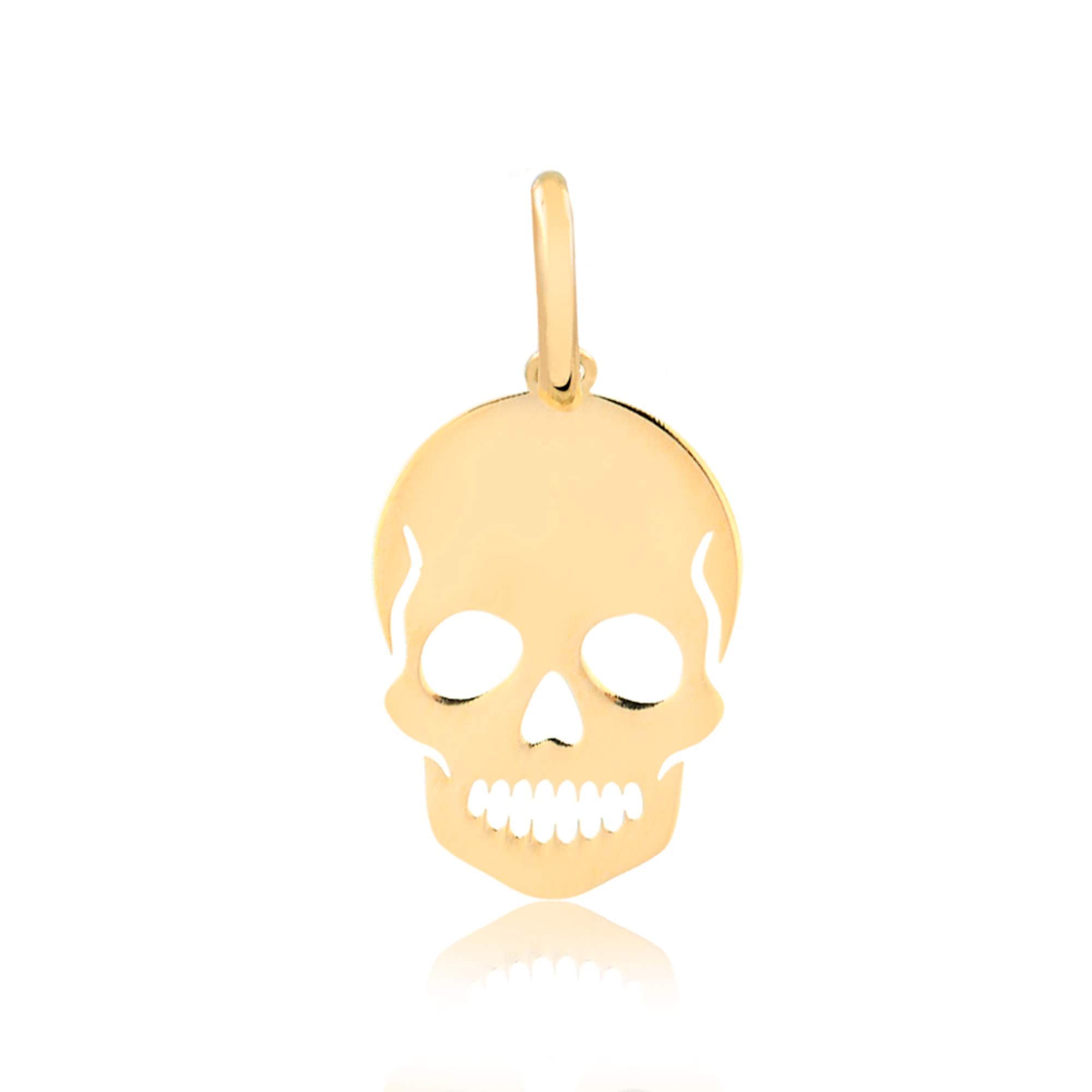 Carol Jewelry 14k Solid Yellow Gold Skull Shaped Pendant for Necklace for Men, Boys, Women, and Girls