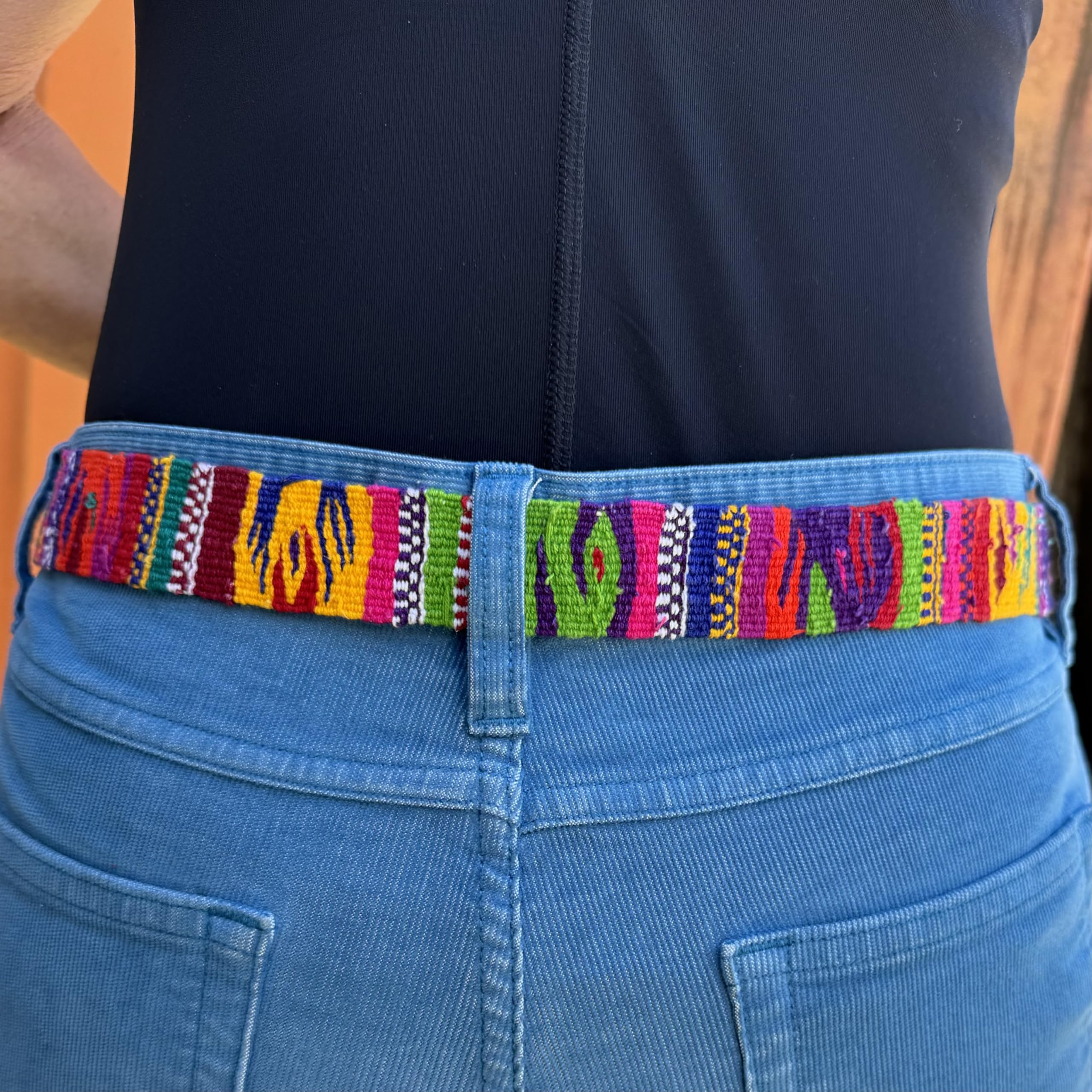 Mayan Arts Single Long Belt Strap, Hat Band, Hatband, Handmade in Textile, Bright Multi Color 55 x 1.25 Inches