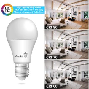 AmeriTop A19 LED Light Bulbs- 6 Pack, Efficient 14W(100W Equivalent) 1600 Lumens General Lighting Bulbs, UL Listed, Non-Dimmable, E26 Standard Base (5000K Daylight)