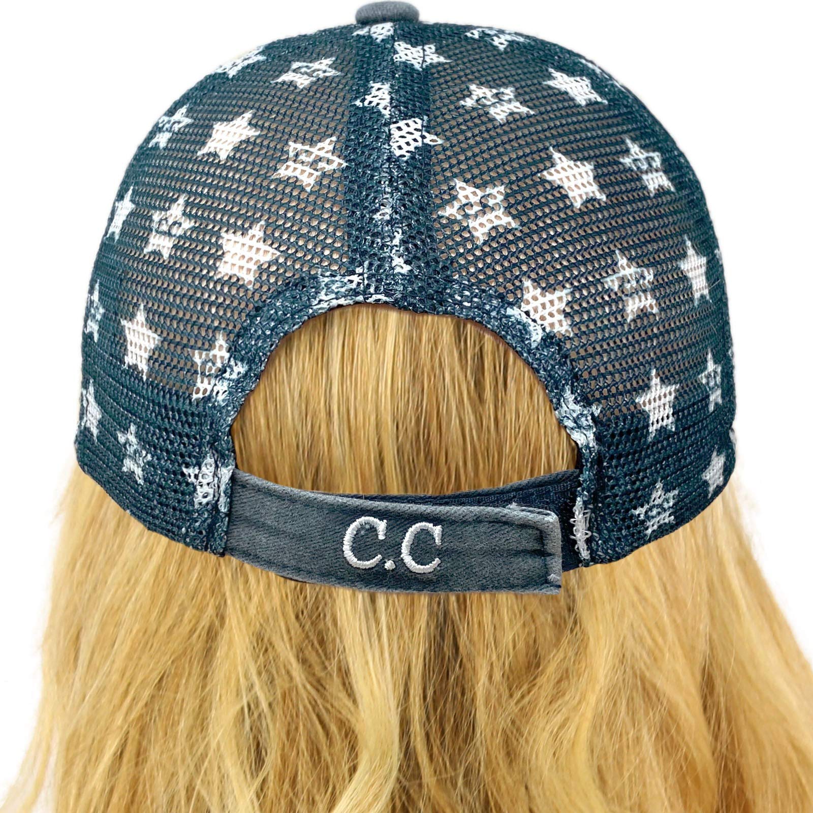 CC Everyday Distressed Trucker Mesh Summer Vented Baseball Sun Cap Hat (Patch USA)