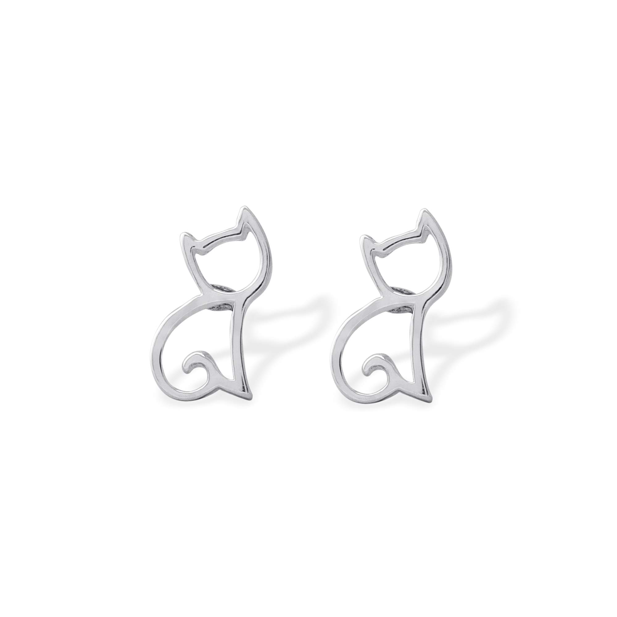 Boma Jewelry Sterling Silver Cut Out Cat Stud Earrings