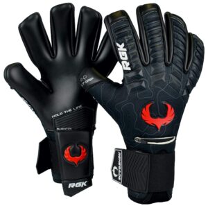 renegade gk eclipse ambush professional goalie gloves pro finger savers | 4mm ext contact grip | black & red soccer goalkeeper gloves (size 9, youth-adult, neg. cut, level 5)