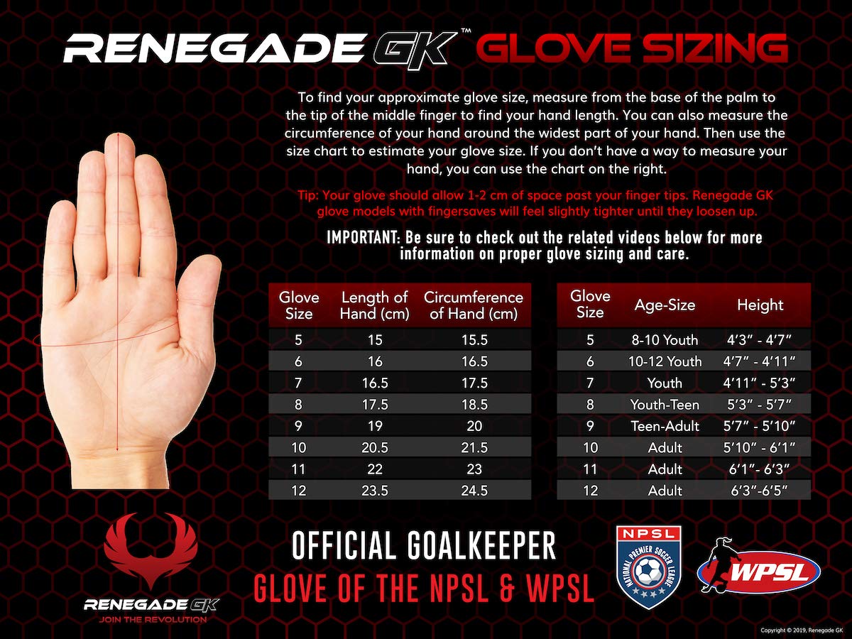 Renegade GK Eclipse Ambush Professional Goalie Gloves Pro Finger Savers | 4mm EXT Contact Grip | Black & Red Soccer Goalkeeper Gloves (Size 9, Youth-Adult, Neg. Cut, Level 5)