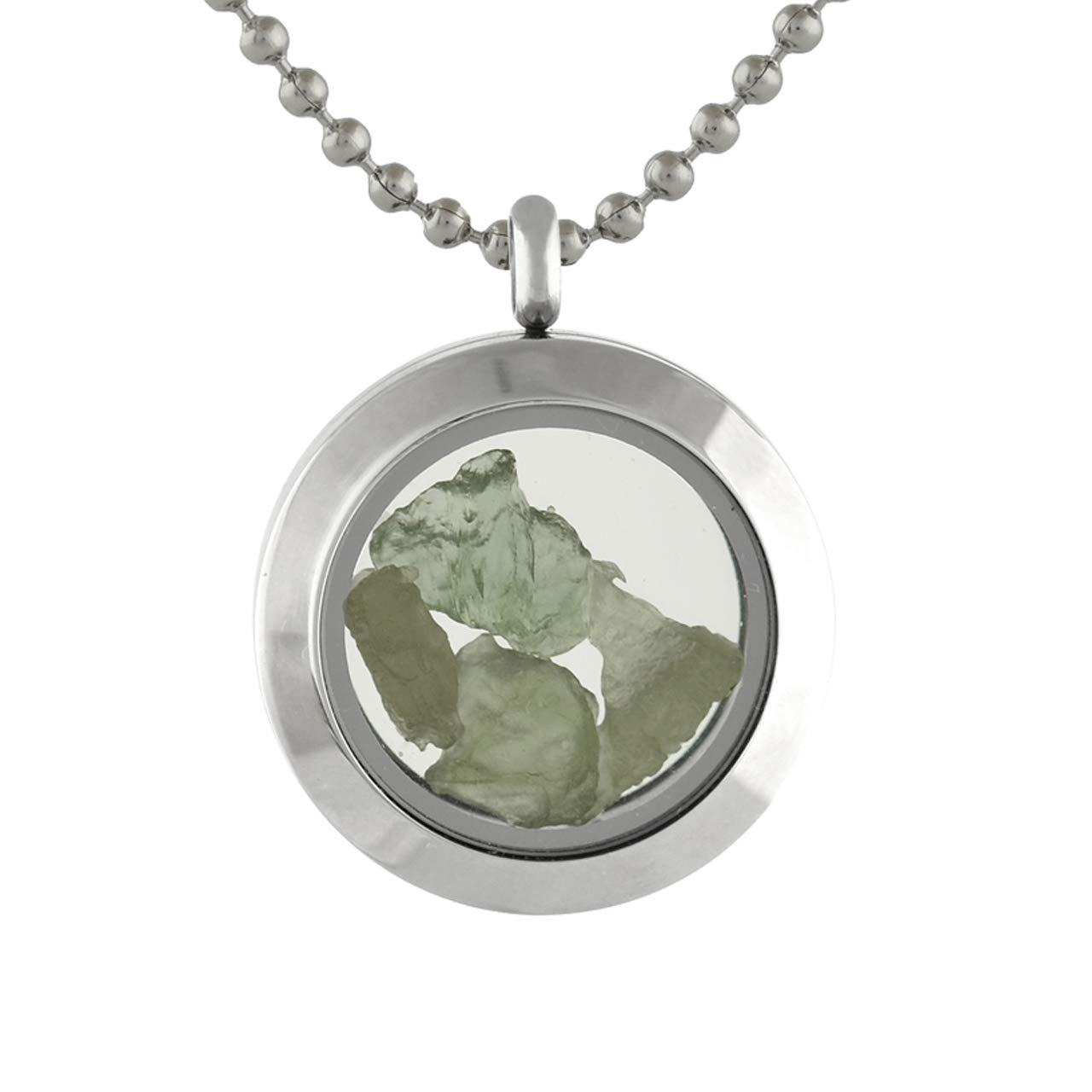 Starborn Moldavite Window Pendant in Stainless Steel