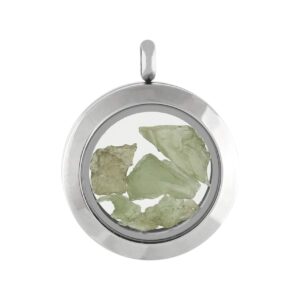 Starborn Moldavite Window Pendant in Stainless Steel