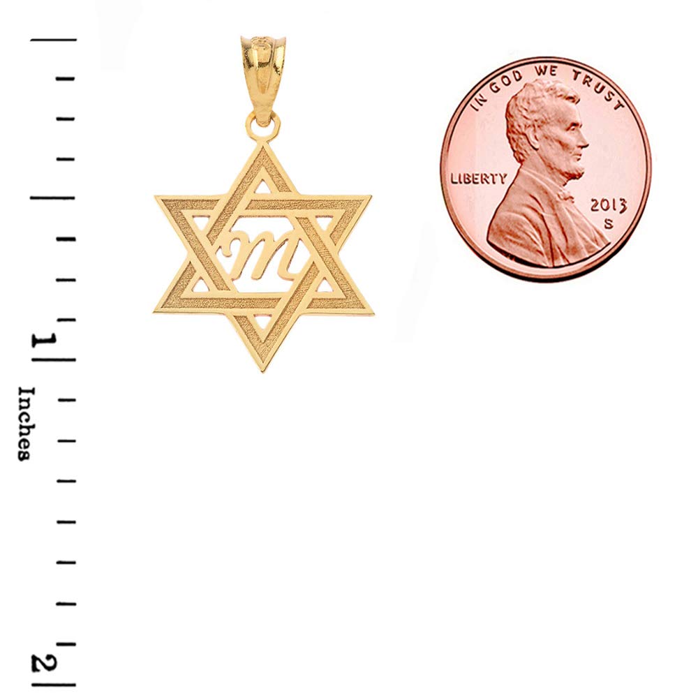 Certified 10k Yellow Gold Judaica Charm Jewish Star of David Pendant Custom Engraved with Any Initial Name