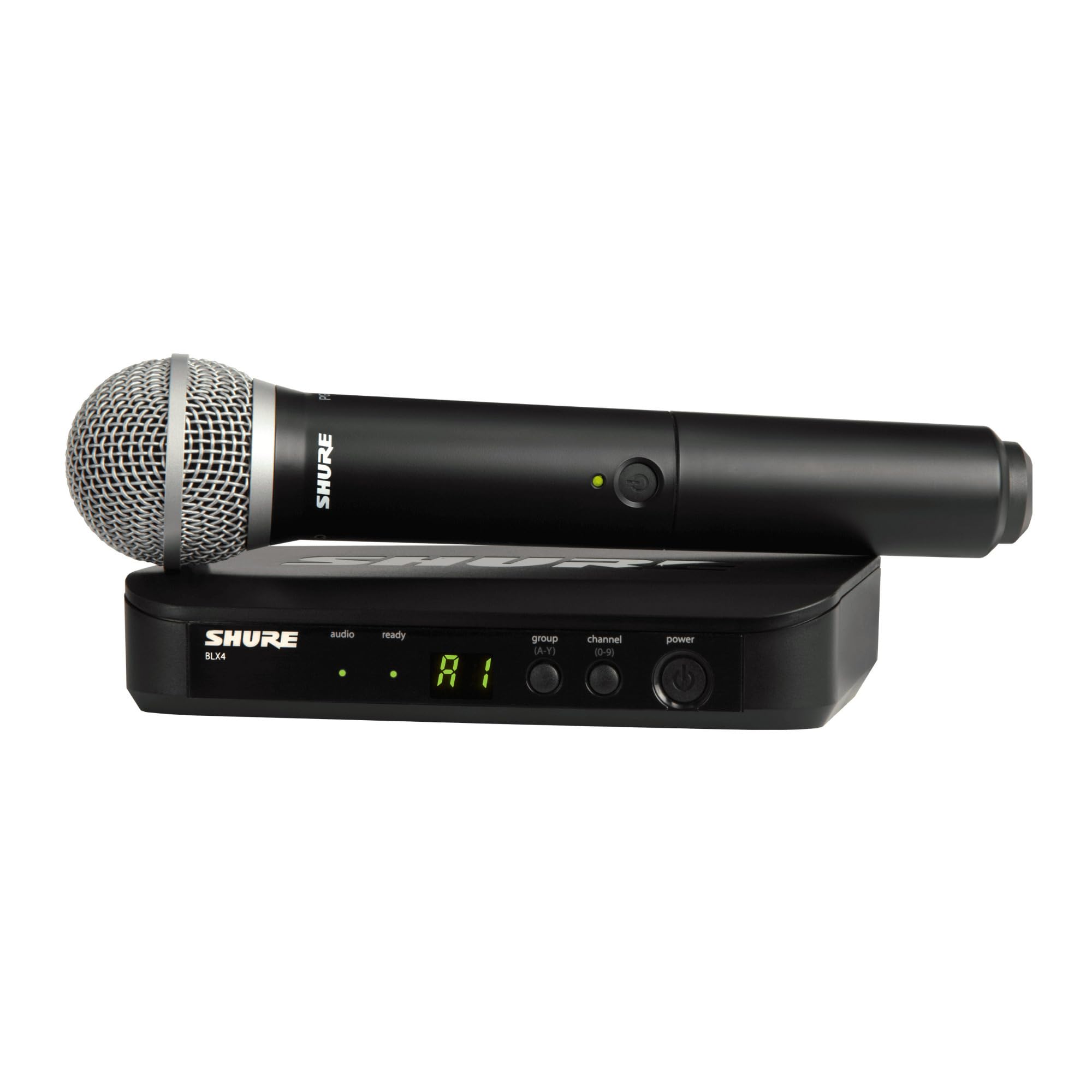 Shure BLX24/PG58 UHF Wireless Microphone System - Perfect for Church, Karaoke, Vocals - 14-Hour Battery Life, 300 ft Range | Includes PG58 Handheld Vocal Mic, Single Channel Receiver | H11 Band