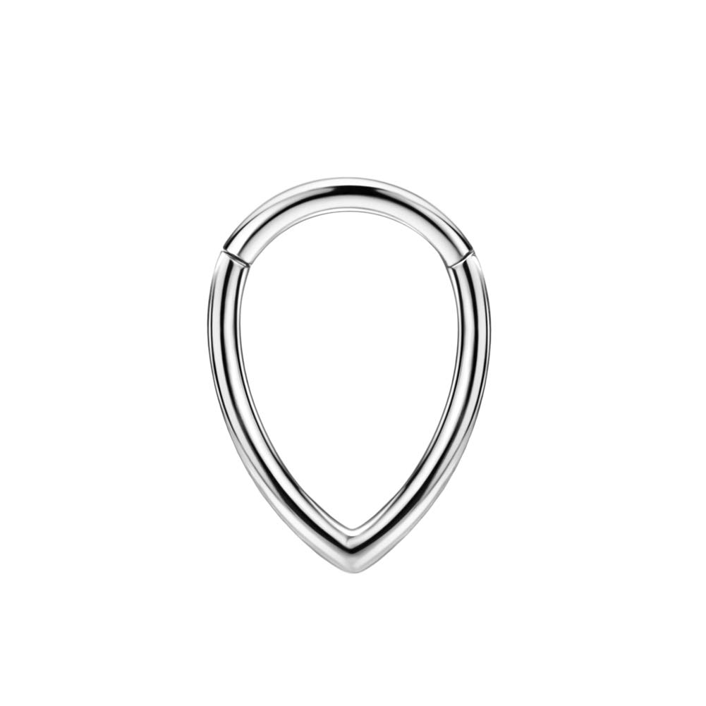 FANSING 316L Surgical Steel Teardrop Septum Hoop Hinged Triangle Septum Ring for Women 16 Gauge Septum Jewelry 8mm Septum Nose Rings Triangular Clicker Silver