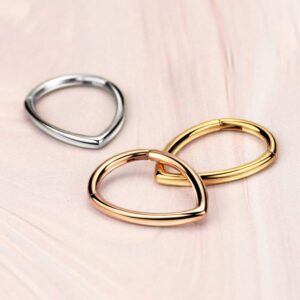 FANSING 316L Surgical Steel Teardrop Septum Hoop Hinged Triangle Septum Ring for Women 16 Gauge Septum Jewelry 8mm Septum Nose Rings Triangular Clicker Silver