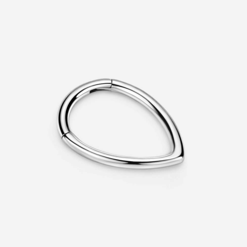 FANSING 316L Surgical Steel Teardrop Septum Hoop Hinged Triangle Septum Ring for Women 16 Gauge Septum Jewelry 8mm Septum Nose Rings Triangular Clicker Silver