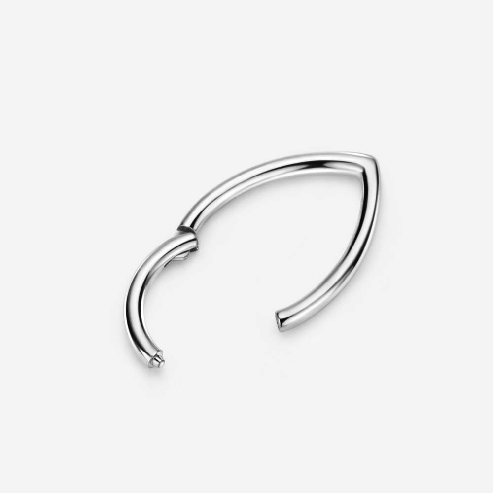 FANSING 316L Surgical Steel Teardrop Septum Hoop Hinged Triangle Septum Ring for Women 16 Gauge Septum Jewelry 8mm Septum Nose Rings Triangular Clicker Silver