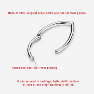 FANSING 316L Surgical Steel Teardrop Septum Hoop Hinged Triangle Septum Ring for Women 16 Gauge Septum Jewelry 8mm Septum Nose Rings Triangular Clicker Silver