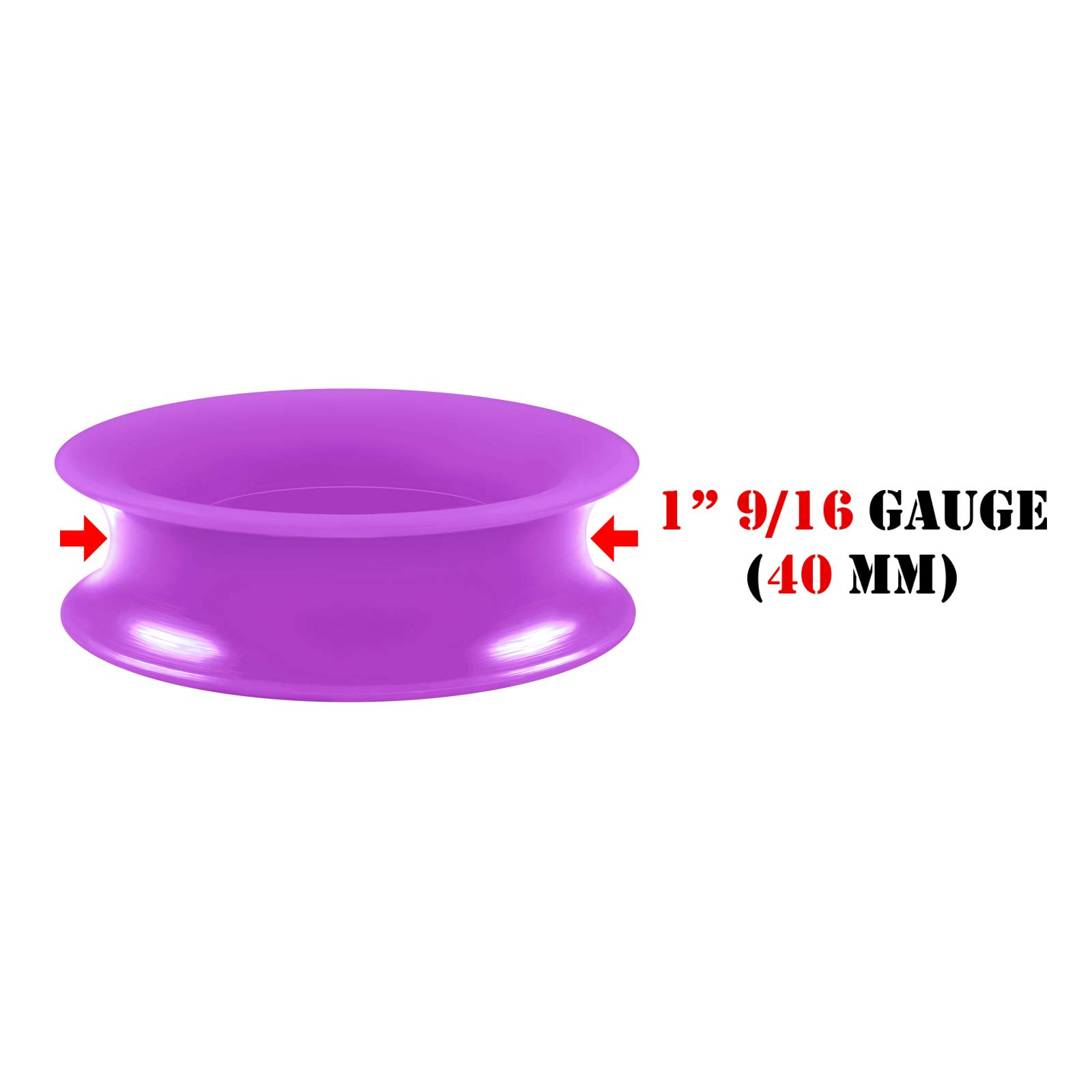 BIG GAUGES Pair of Purple Silicone 1" 9/16 40 mm Double Flared Saddle Piercing Jewelry Stretcher Ear Plugs Earring Flesh Tunnel BG10481