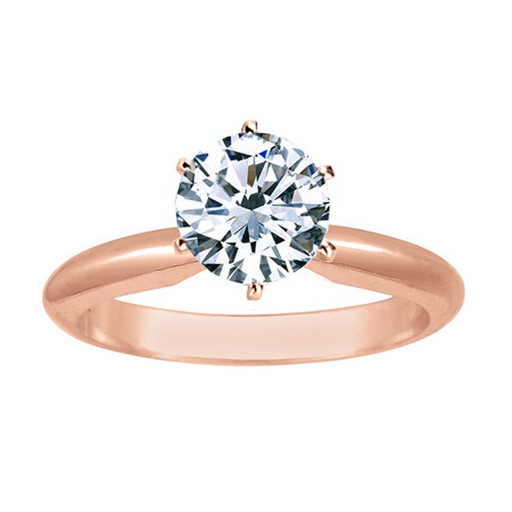 Houston Diamond District 1/2 Carat Round Cut Diamond Solitaire Engagement Ring 14K White Gold 6 Prong (J-K, I2, 0.50 c.t.w) Very Good Cut (rose-gold, 8)