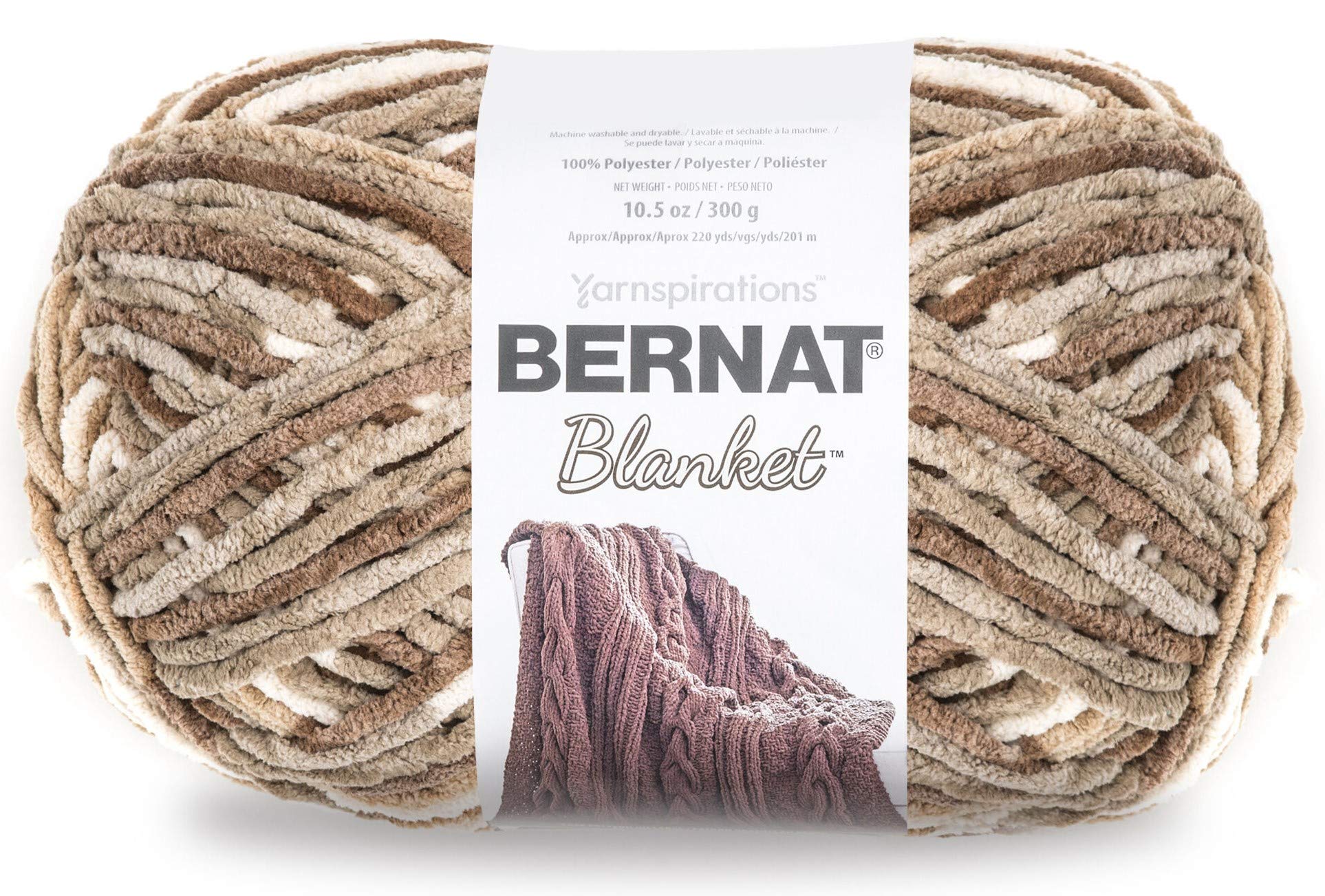 Bernat Blanket Yarn - Big Ball (10.5 oz) - 2 Pack with Patterns (Sonoma)