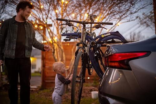 Saris Bones EX Car Trunk Bicycle Rack Carrier, Mounts 3 Bike, Blue - Durable, Rust-Free, Anti-Sway Straps, Fits Most Vehicles, Made in USA, Arc-Based Design, 100% Recyclable Materials