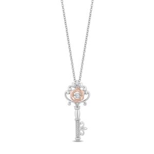 jewelili enchanted disney fine jewelry 14k rose gold over sterling silver diamond accent belle key diamond.