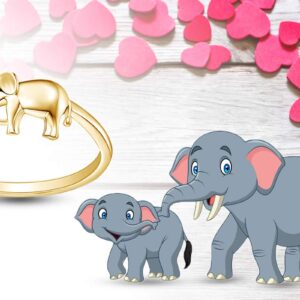 AFFY Mothers Day Jewelry Mother Daughter 925 Sterling Silver Elephant Adjustable Ring for Women